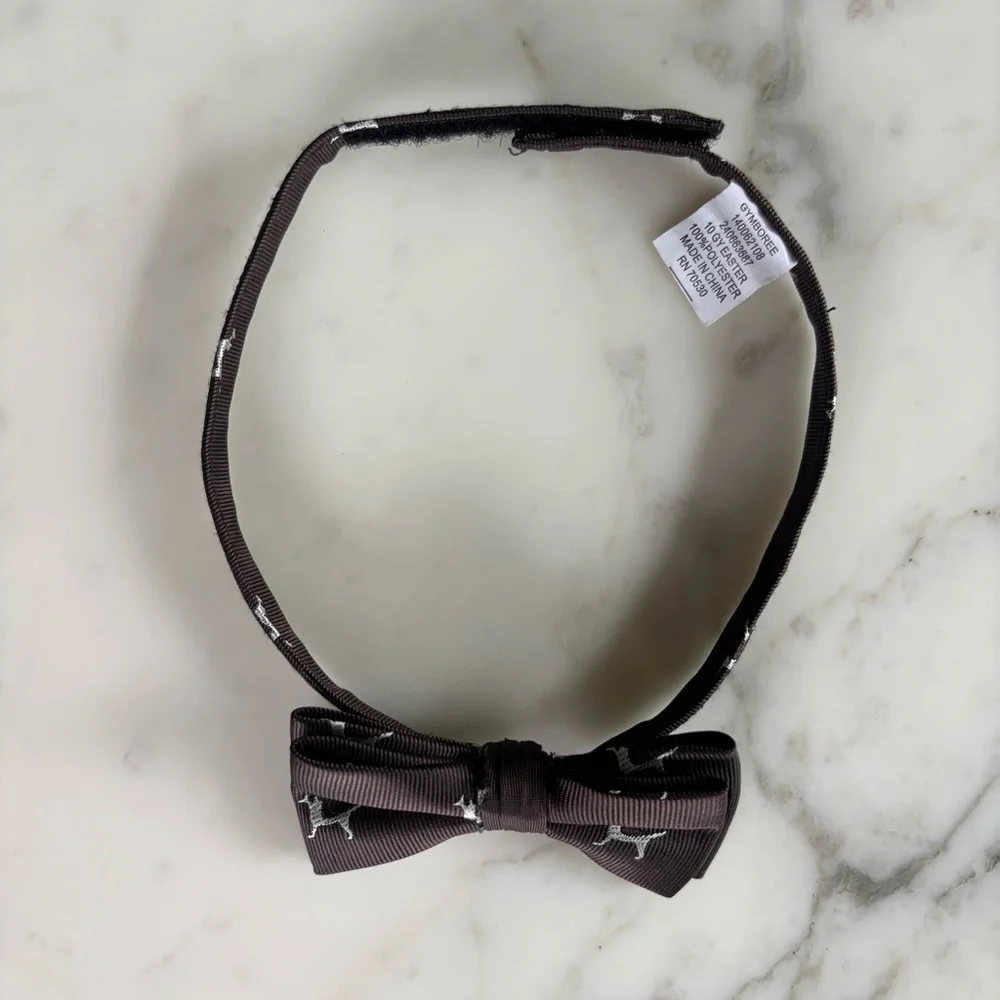 Boys Brown Dog Print Bow Tie